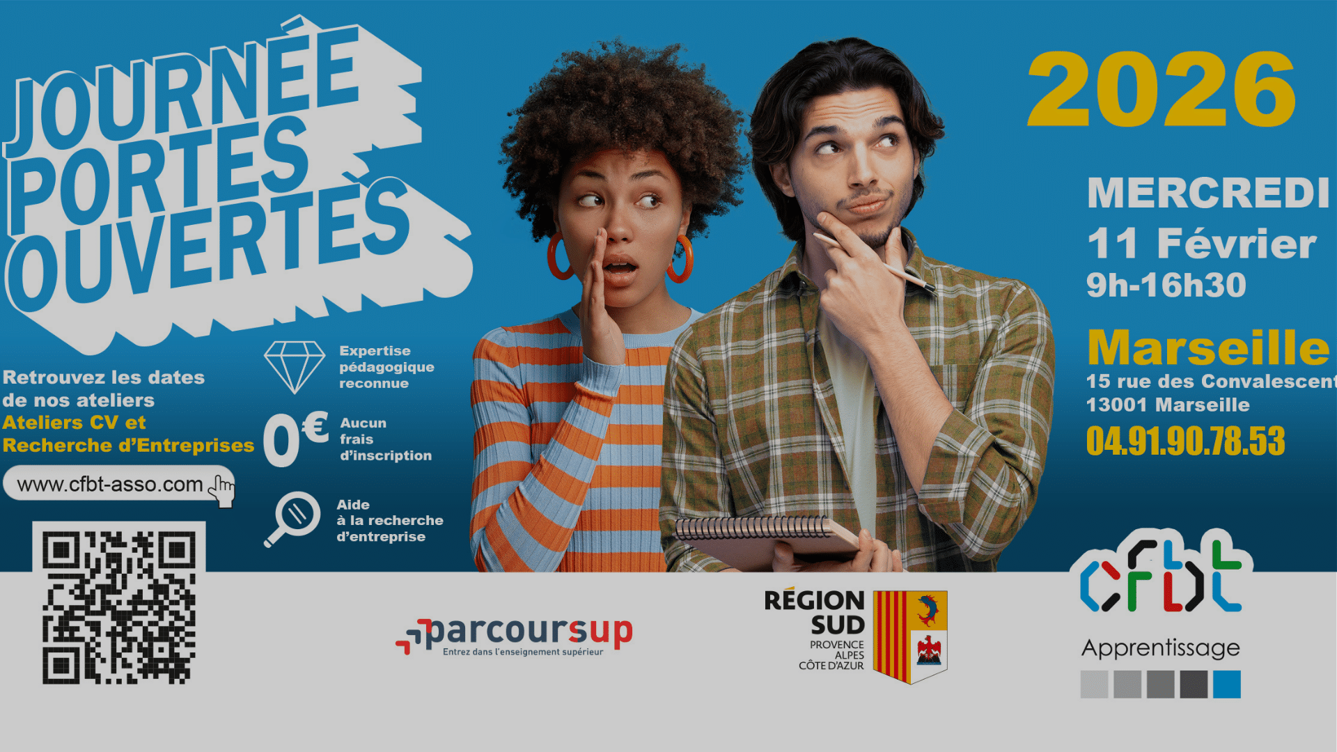 Journées portes ouvertes 2026 du CFBT Marseille – découverte des formations en apprentissage le 11 février 2026